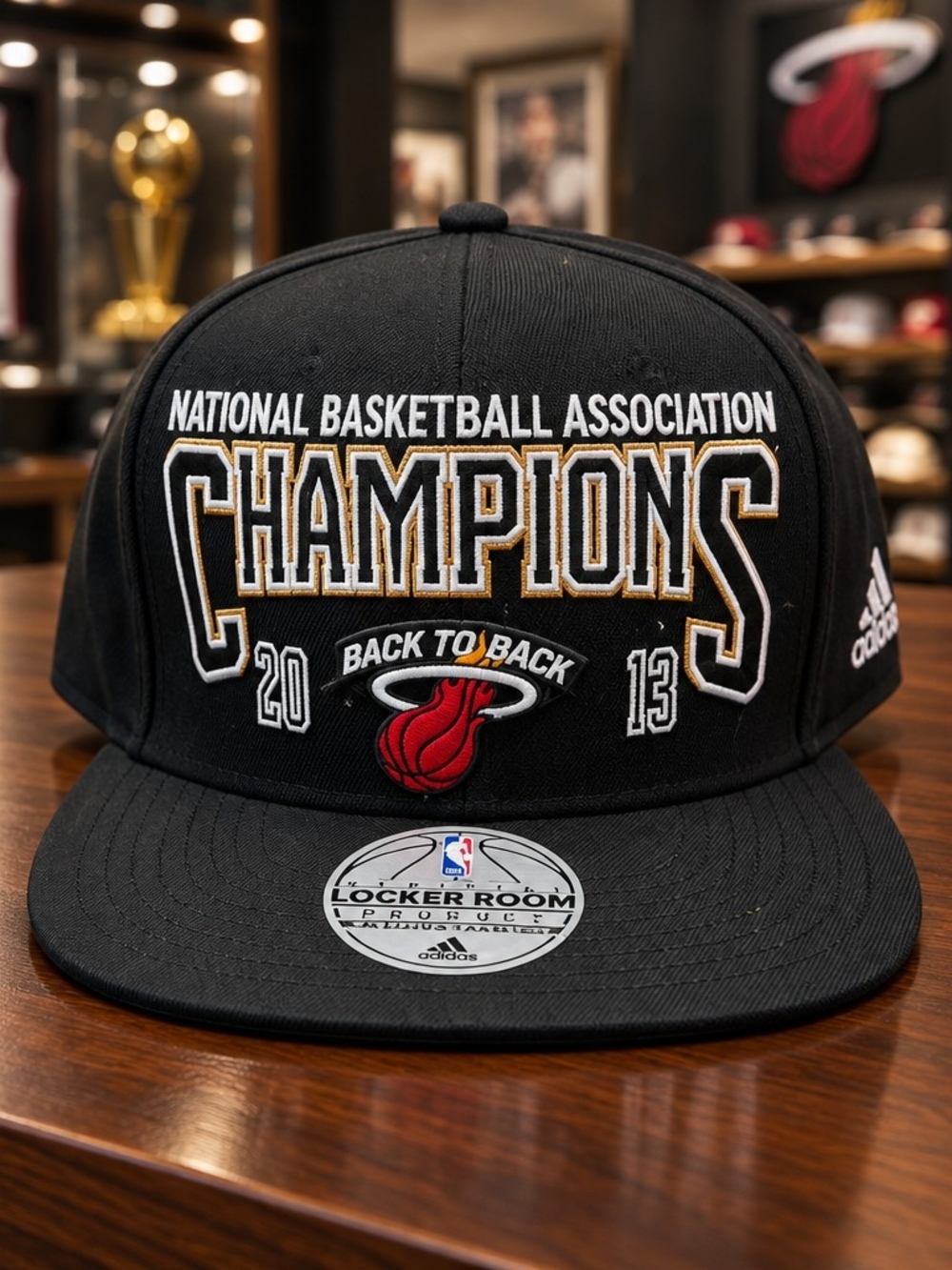 MIAMI HEAT BACK TO BACK NBA Basketball CHAMPIONS 2013 ADIDAS HAT CAP